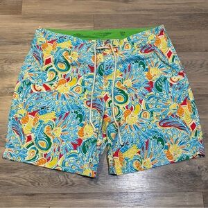 Lilly Pulitzer via Palm Beach men’s nylon swim trunks peacocks size 40 unlined